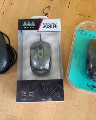 3 Mouse USB di cui 2 imballati, Logitech e AAAMaze
