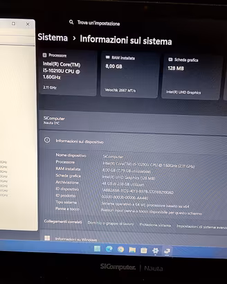 Notebook appena formattato i5 ddr4 ssd