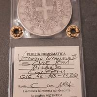 MONETA ARGENTO 5 LIRE 1871*VITT.EMA.II*PERIZIATA