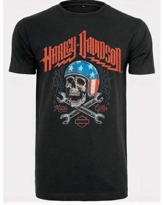 T-shirt stampa Harley Davidson Skull USA taglia L