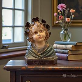 Antico busto gesso fine 800 dipinto statua