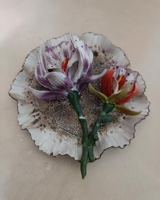 Piatto decorativo d'arte in ceramica di Capodimont