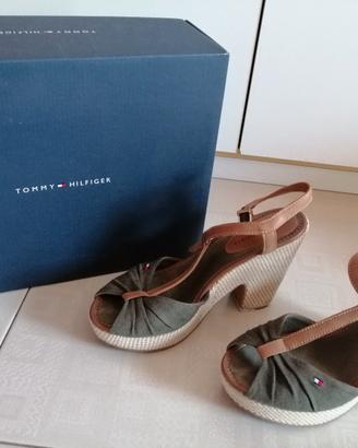 Sandali Tommy Hilfiger 39 zeppa verdi originali 