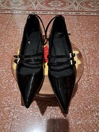 scarpe basse a punta kn vernice nera