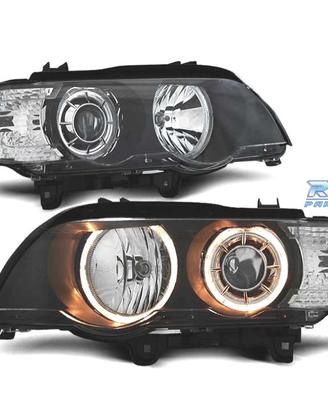 FARI BMW X5 E53 99-03 ANGEL EYES FONDO NERO ANELLO