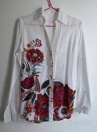 Camicia Desigual originale bianca ricamata tg. XS
