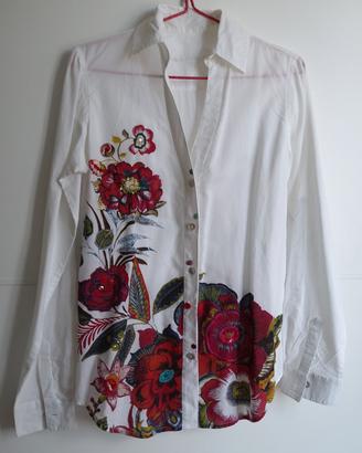 Camicia Desigual originale bianca ricamata tg. XS