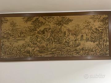 Arazzo antico da parete con cornice in legno