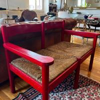 Divano anni  60 design legno e paglia