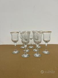 Set 9 calici in cristallo con bordo oro - vintage