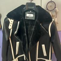 Chiodo di pelle con pelliccia mochy