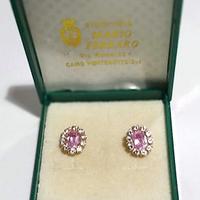 Orecchini oro 18k, con quarzo rosa è zirconi