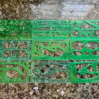 lotto 9 vecchi normografi a righello da scuola