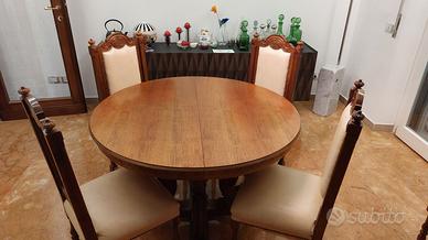 Tavolo tondo allungabile noce massello