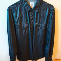 Camicia Replay in Cotone spalmato blu taglia S