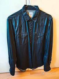 Camicia Replay in Cotone spalmato blu taglia S