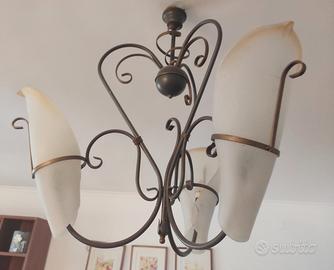 tris di 3 lampadari realizzati  ferro battuto 