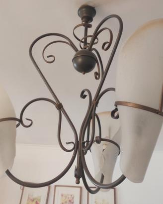 tris di 3 lampadari realizzati  ferro battuto 