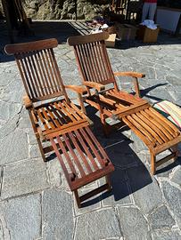 Coppia di sedie a sdraio da esterno in teak