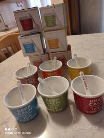 Set 6 coppette per gelato con cucchiaini 