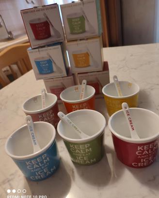 Set 6 coppette per gelato con cucchiaini 