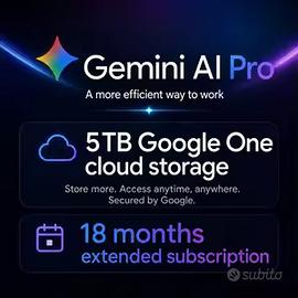 Google AI Pro 18 Mesi + 5TB Cloud Google One