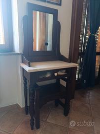 Mobile Vanity Toletta in legno scuro con sgabello 