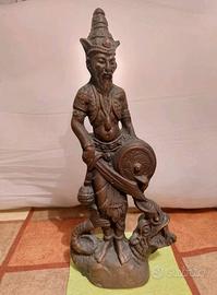 Guerriero Cinese Piccola statua in bronzo 