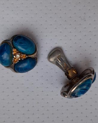 Orecchini vintage blu e oro