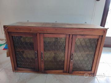 pensile in legno con vetro