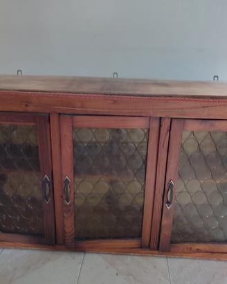 pensile in legno con vetro
