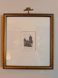 Quadro Vintage “Praga” con cornice-30x27.50 cm