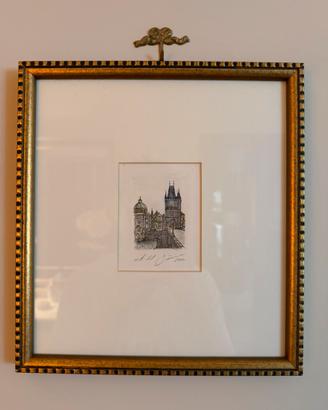 Quadro Vintage “Praga” con cornice-30x27.50 cm