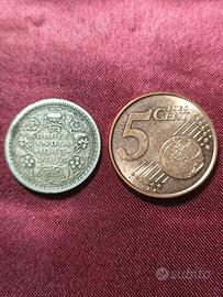 Colonie britanniche 1/4 Rupia 1943 argento 