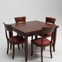 Set tavolo 100x100cm (estend. 200x100cm) +4 sedie