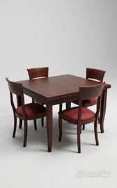 Set tavolo 100x100cm (estend. 200x100cm) +4 sedie