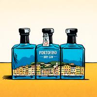 SERIE DI 3 BOTTIGLIE VUOTE DI PORTOFINO DRY GIN 