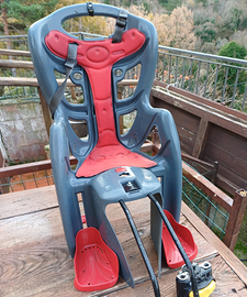 Seggiolino bici bambini grigio/rosso con cinture