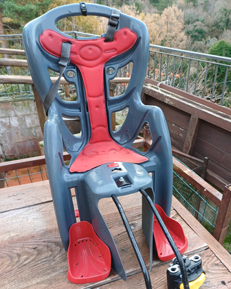 Seggiolino bici bambini grigio/rosso con cinture
