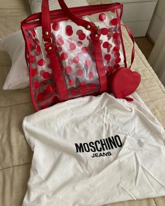 Borsa Moschino in PVC e pelle originale