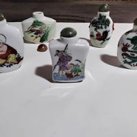 5 snuff bottles vintage ceramica dipinte a mano