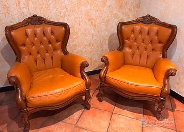 Set 2 poltrone e 1 divano in pelle