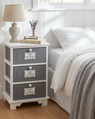 Mobiletto Shabby Chic 3 Cassetti Grigio Scuro 57cm