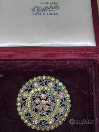 Spilla '1960 artigianale ottone e argento 