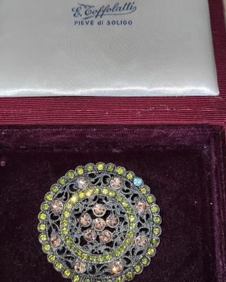 Spilla '1960 artigianale ottone e argento 