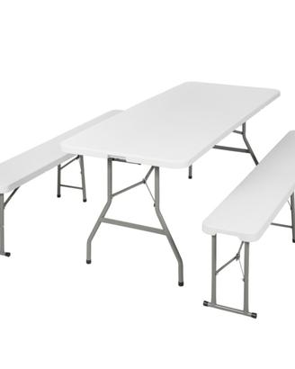 Set tavolo tavolino pieghevole + panche panca birr