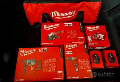 Milwaukee Kit Trapano +Avvitatore +Smerigliatrice 