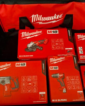 Milwaukee Kit Trapano +Avvitatore +Smerigliatrice 