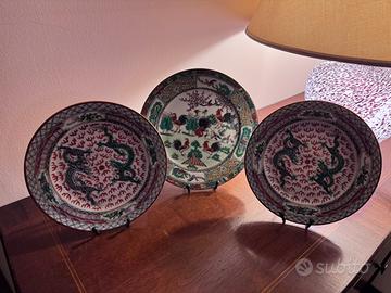 Set 3 Piatti Porcellana Cinese Vintage