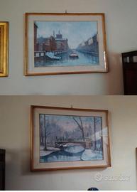 Coppia quadri d'autore Navigli di Milano, 70x50